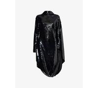 Stella Mccartney Womens Stella Mccartney Long-Sleeve Sequin Draped Woven Mini Dress Black 6