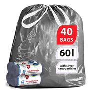 Stella Pack 60 Litre Rubbish Bags - Environmentally Conscious Durable Tear Resistant With Drawstring Closure For Odour Control - Large Capacity Mega Pack For Kitchen Bathroom Office Waste Management