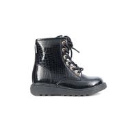 Stella Patent Boot with Croc Detail and Zip ToeZone Black Infant 9
