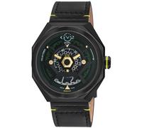 Stella Solar Power Swiss Quartz Black/Green Dial, Black/Gold Handmade Italian Leather Watch GV2 Black One Size