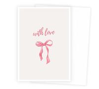 Stella & Soul Postcard with Envelope with Love with Pink Bow for Birthday, Anniversary, Valentine's Day, Mother's Day, Wedding for Girlfriend, Lover, Wife