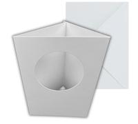 Stella Weds 10 Pack A6 White Rounded Top Circle Aperture Card Blanks & Envelopes, Tri-Fold - 300gsm for DIY Greeting Cards, Invitations, Photo Display, and Craft Projects