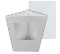 Stella Weds 10 Pack A6 White Rounded Top Square Aperture Card Blanks & Envelopes, Tri-Fold - 300gsm for DIY Greeting Cards, Invitations, Photo Display, and Craft Projects