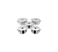 Stellar Classic Set of 5 Stainless Steel Casseroles with Lids 16cm, 18cm, 20cm, 22cm, 24cm, Induction Ready