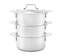 Stellar Stainless Steel 3 Tier Steamer Set with 18cm Base Pan, 2 Steamers and Lid, Induction Ready, Gift Boxed