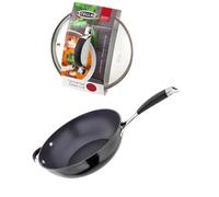 Stellar 3000 28cm Non Stick Stir Fry Pan - Wok with Glass Lid (Black)