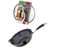 Stellar 3000 28cm Non Stick Stir Fry Pan - Wok with Glass Lid (Black)