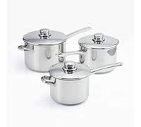 Stellar 8000 Set of 3 Stainless Steel Pans, 16cm, 18cm, 20cm Saucepans with Lids, Induction Ready, Oven Safe, Dishwasher Safe - Fully Guaranteed