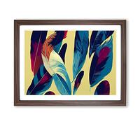 Stellar Bird Feathers Framed Print | A4 Walnut Framed Wall Art | Ready to Hang | Modern Nature Picture | Living Room Bedroom Lounge Office