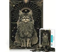 Stellar Cat 1000 Piece Jigsaw Puzzles for Teenagers Jigsaw Solid Logic Toy Calm Fun Precision Cut Santa Wish Item 50x75cm