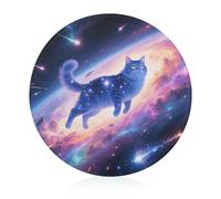 Stellar Cat Cutting Board with Non Slip Feet Large Round Butcher Block Scratch Resistant Cutting Board Kitchen Outdoor Cutting Block