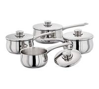Stellar Classic Set of 4 Stainless Steel Pans 14cm, 16cm, 18cm & 20cm Saucepans with Lids in Classic Domus Shape, Oven-Safe, Induction Ready