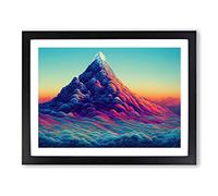 Stellar Colourful Mountain Framed Print | A2 Black Framed Wall Art | Ready to Hang | Modern Landscape Picture | Living Room Bedroom Lounge Office
