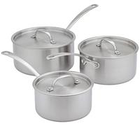 Stellar Eclipse 3-Piece Set of Saucepans, 1.5QT, 3QT and 4QT Saucepans with Weighted Stainless Steel Lids, Triple-Ply Construction, Induction Ready