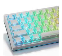 Stellar Edge PBT PC Stereo Facet Shine Through Mech Keycaps 136 Keys White | Mecha 3D, Shine Through Side Legends, Cherry Profile, Double-shot Keycaps, Compatible with 60 65 75 87 98 104 Keyboards
