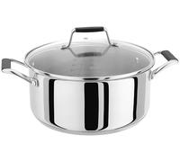 Stellar Flow 24cm Casserole, 4.5 Litre Capacity, Stainless Steel Cooking Pot, Oven Safe Cookware