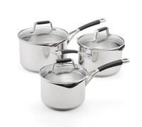 Stellar Flow 3 Piece Draining Saucepan Set - Stainless Steel Cookware Set with Vented Draining Lids, Easy-Pour Rims & Internal Measurement Guides ?
