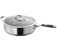 Stellar James Martin Stainless Steel Non-Stick Sauté Pan with Glass Lid 28cm 3L, Helper Handle, Induction Ready, Oven Safe, Dishwasher Safe