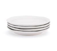 Stellar Mylor Stoneware Set of 4 Plates, Ceramic Tableware | Off-white textured glaze. Crockery for family meals & hosting. Chip-resistant, oven, microwave & dishwasher safe to 180°C.