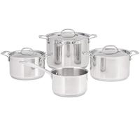 Stellar Profile 4-Piece Cookware Set - 16cm Saucepan (No Lid), 18cm & 20cm Casseroles, 24cm Stockpot - Induction Ready, 18/10 Stainless Steel, High Conductivity Base, Oven & Dishwasher Safe