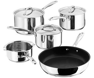 Stellar Profile 5-Piece Cookware Set - Stainless Steel Non-Stick Pans with 14cm Milk Pan, 16cm/18cm/20cm Saucepans & 26cm Frying Pan, Induction & Dishwasher Safe
