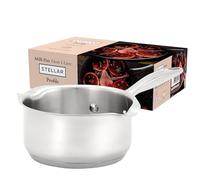 Stellar Profile Milk Pan with Pouring Lip, 0.8L - 14cm Saucepan for Induction Hobs, All Hob Types & Gas Ranges - Small Stainless Steel Pot, Oven Safe, Dishwasher Safe - Soups, Sauces, Porridge & Milk