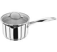 Stellar Profile Stainless Steel Draining Saucepan with Glass Lid 16cm 1.6L, Induction Ready, Oven Safe, Dishwasher Safe
