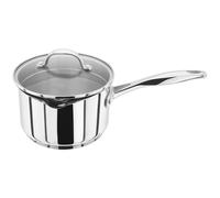 Stellar Profile Stainless Steel Draining Saucepan with Glass Lid 16cm 1.6L, Induction Ready, Oven Safe, Dishwasher Safe
