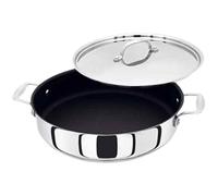 Stellar Profile Stainless Steel Non-Stick Shallow Casserole Pan with Lid 28cm, Twin Handles, Induction Ready, Dishwasher Safe