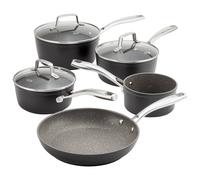 Stellar Rocktanium 5 Piece Set of Non-Stick Pans, Induction Ready, 16cm, 18cm & 20cm Saucepans with Glass Lids, 14cm Milk Pan, 24cm Non Stick Frying Pan, Dishwasher Safe
