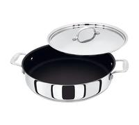 Stellar Profile Stainless Steel Non-Stick Shallow Casserole Pan with Lid 28cm, Twin Handles, Induction Ready, Dishwasher Safe