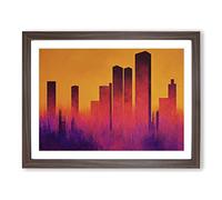 Stellar Skyscraper Skyline Abstract Framed Print | A3 Walnut Framed Wall Art | Ready to Hang | Abstract Cityscape Picture | Living Room Bedroom Lounge Office