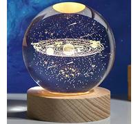 Stellar Spheres 3D Solar System Crystal Ball Night Light, 2.4in Galaxy Crystal Ball 7 Color Changing Moon Lamp
