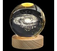 Stellar Spheres 3D Solar System Crystal Moon Lamp - 2.4in Galaxy Crystal Ball Night Light with 7 Color Changing Milky Way