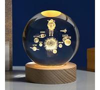 Stellar Spheres 3D Solar System Crystal Moon Lamp - 2.4in Galaxy Crystal Ball Night Light with 7 Color Changing Light