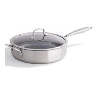 Stellar Zero Saute Pan with Lid, Uncoated Stainless Steel (30cm) | Induction non stick performance, precision-etched, PFAS & PTFE free. Tri-ply even heat, oven safe. Risottos, curries, ragu.