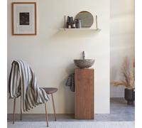 Stelle - Left-side solid walnut under-basin unit Dark Brown