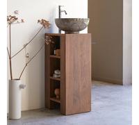 Stelle - Right-side solid walnut under-basin unit. Dark Brown