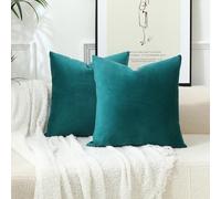 Stellhome Pack of 2, Soft Velvet Throw Pillow Covers Square Decorative Cushion Covers, Home Decor Decorations for Sofa Couch Bed Chair, 22 x 22 Inch/55 x 55 cm, Teal