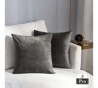 Stellhome Pack of 2 Velvet Pillow Covers Square Big Decorative Cushion Covers for Bed Couch Sofa Bench, 26 x 26 inch (65 x 65 cm), Dark Grey