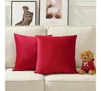 Stellhome Pack of 2 Velvet Pillow Covers Square Decorative Cushion Covers for Bed Couch Sofa Bench, 20 x 20 inch (50 x 50 cm), Red, Pack of 2