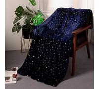 Stellhome Star Throw Blanket Navy Blue, Warm Lightweight Plush Flannel Fleece Throw for Couch Sofa, Super Cozy and Comfy for All Seasons, Throw Size 65"x50"