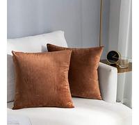 Stellhome Velvet Pillow Covers Decorative Cushion Covers for Bed Couch Sofa Bench, 16 x 16 inch (40 x 40 cm), Chocolate, Pack of 2