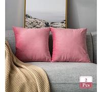 Stellhome Velvet Pillow Covers Decorative Cushion Covers for Bed Couch Sofa Bench, 16 x 16 inch (40 x 40 cm), Hot Pink, Pack of 2