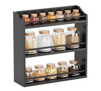 STELLSTAR Bamboo Spice Rack Wall Mount or Tabletop Holder, 3-Tier Shelf for Seasoning Bottles Organizer, Medicine Holder (Black)