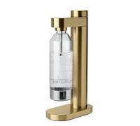 Stelton Brus Sparkling Water Maker & Soda Maker with Bottle - Water Carbonator, Adjustable Fizz Level, Scandinavian Design, Brushed Brass