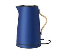 Stelton Emma Electric Kettle, 1.2L, Dark Blue, Cordless, Steel Jug, Beech Wood Handle, Removable Limescale Filter, Dry Boil Safety, Automatic Shut-off, UK Plug