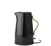 Stelton Emma Electric Kettle (UK), 1.2L, Black Steel Jug with Beech Wood Handle, Cordless, Removable Limescale Filter, Dry Boil Safety, Auto Shut-Off