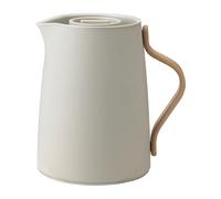 Stelton Emma Vacuum Jug Tea 1L Sand - Stainless Steel w/Inbuilt Filter, Smart Brewing, Modern Scandinavian Design by HolmbäckNordenoft, Beech Wood Handle