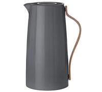 Stelton Emma Vacuum Jug Coffee 1.2L - Nordic Grey, Modern Danish Design, Lacquered Steel with Beech Wood Handle, Easy-Click Lid, Keeps Coffee Hot for Hours